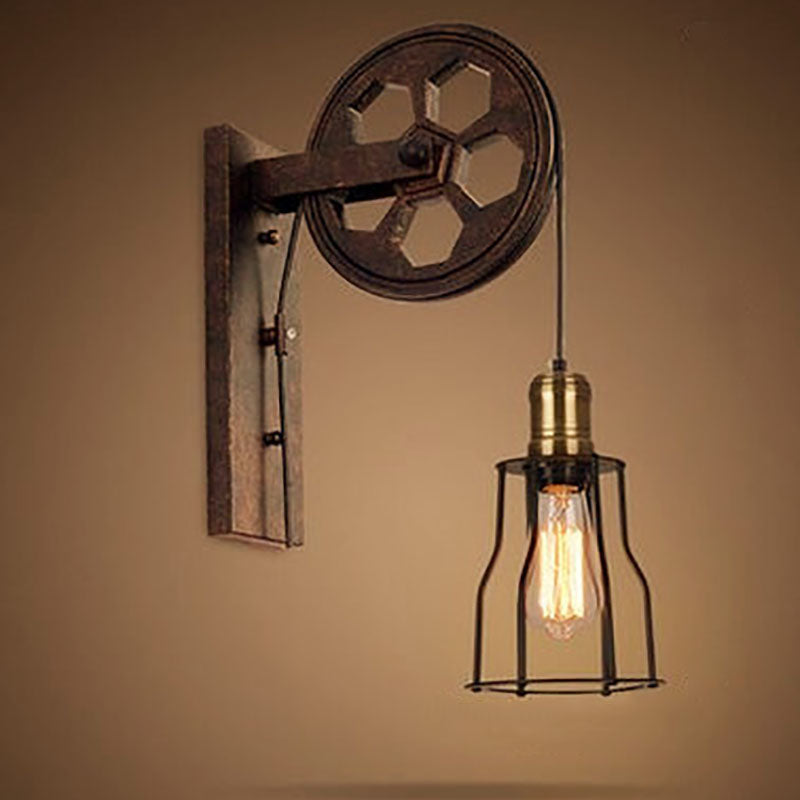 Rustic Iron Industrial 1-Light Wall Sconce Lamp for Vintage Home Decor