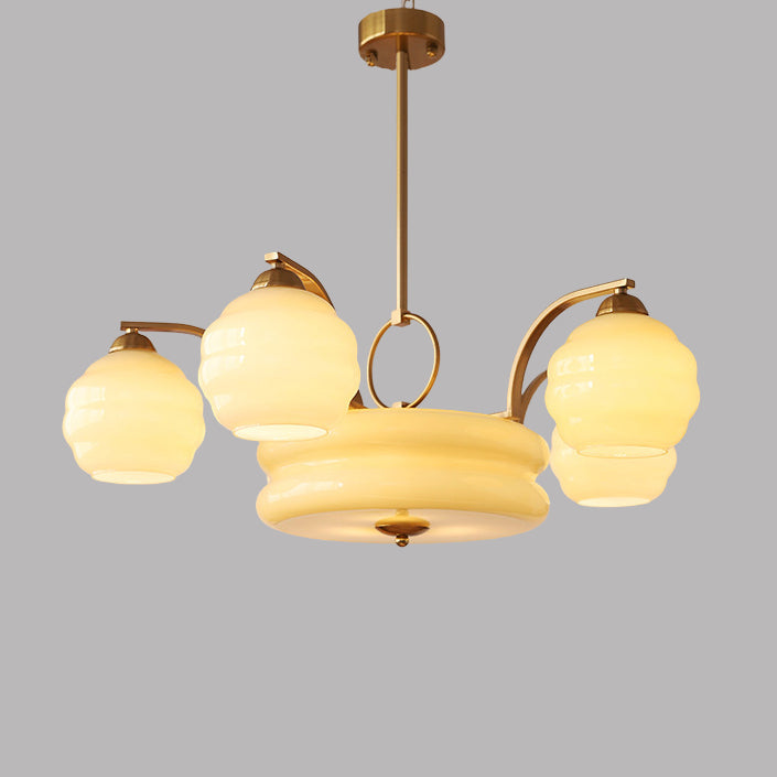 Mid-Century Modern Iron and Glass Orb Chandelier for Living Room 4/6/8 Light