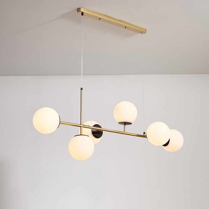 Modern Black Iron & Glass 6-Light Island Chandelier for Dining Room
