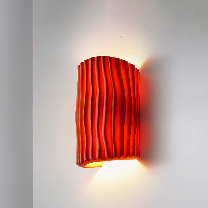 Nordic Design Resin Striped Half Cylinder 2-Light Wall Sconce for Living Room