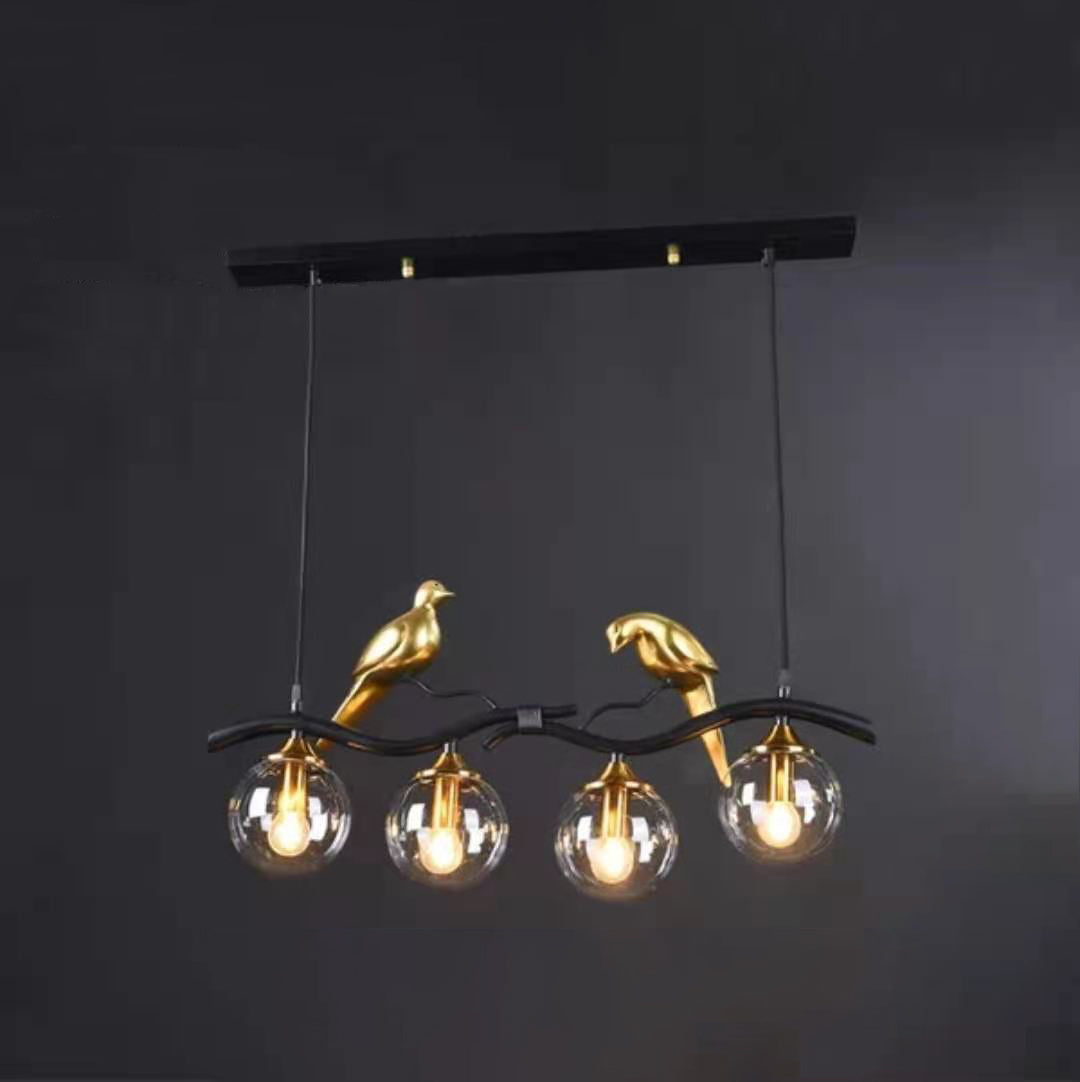 Modern Resin and Glass 4-Light Chandelier for Living Room Island