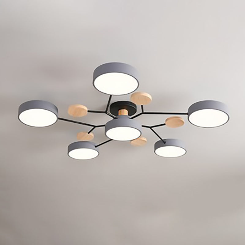 Scandinavian Style Round LED Semi-Flush Mount Light for Living Room