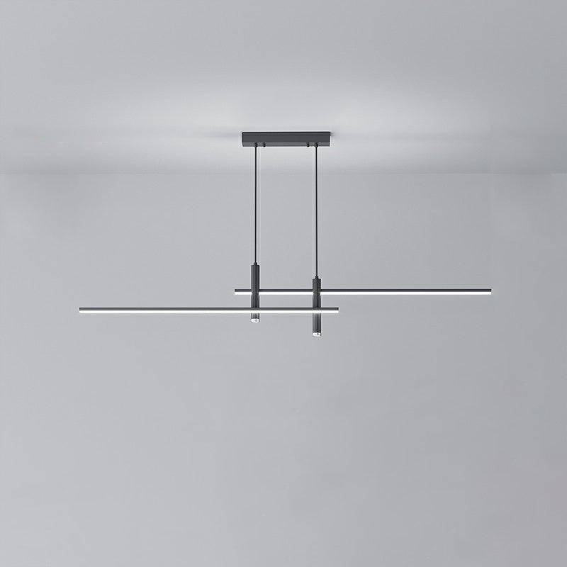 Sleek Black Geometric LED Chandelier Island Light for Dining Room Decor