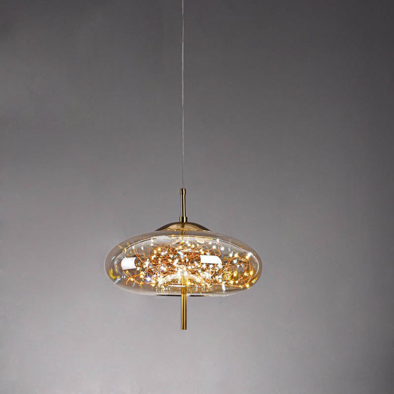 Scandinavian Contemporary Oval Glass Pendant Light for Bedroom Decor