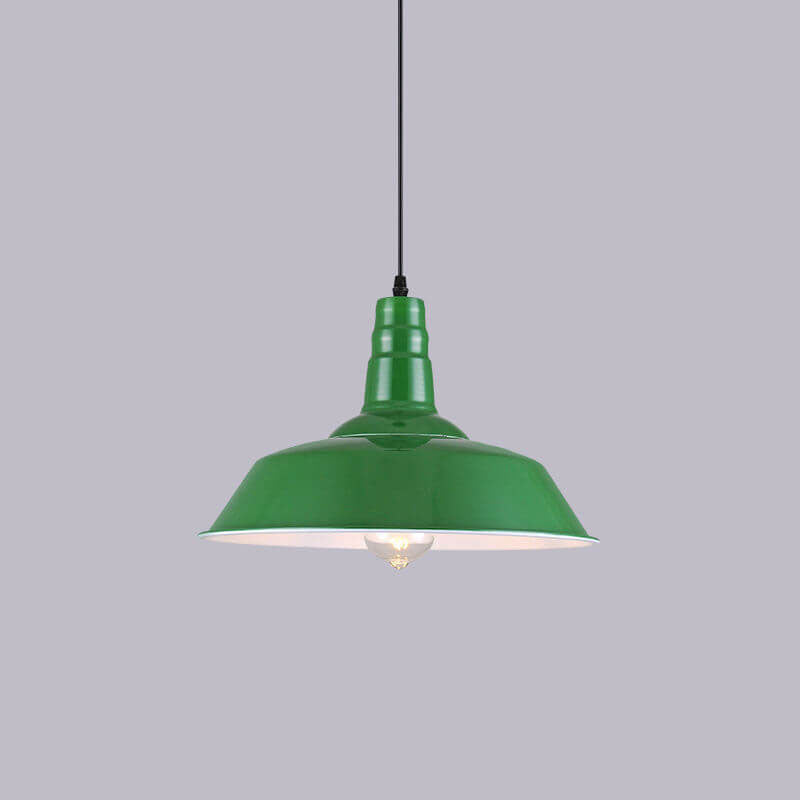 Vintage Green Iron Cone Pendant Light for Industrial-Style Entryway