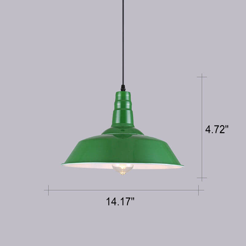 Vintage Green Iron Cone Pendant Light for Industrial-Style Entryway