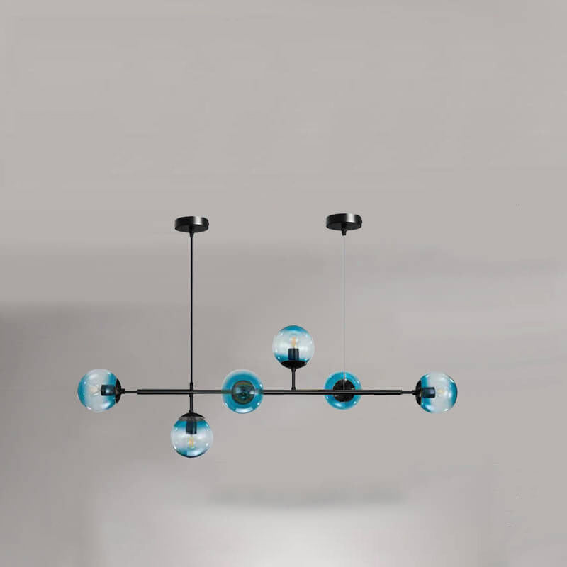 Vibrant Nordic Minimalist 6-Light Glass Orb Chandelier for Kitchen Island