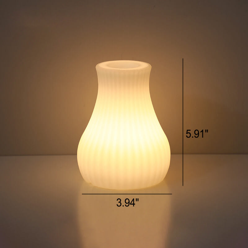 Geometric White Battery-Powered LED Table Lamp for Bedroom Decor
