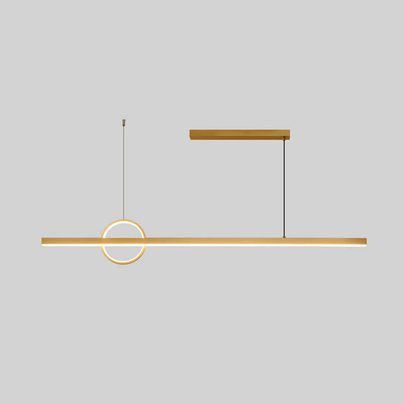 Copper Minimalist LED Chandelier with Circle Design for Modern Living Room