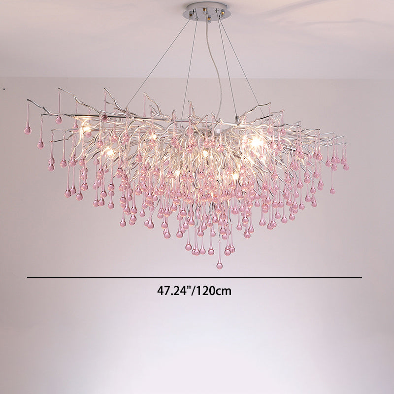 Modern Crystal LED Chandelier with Aluminum Branch Design for Dining Room