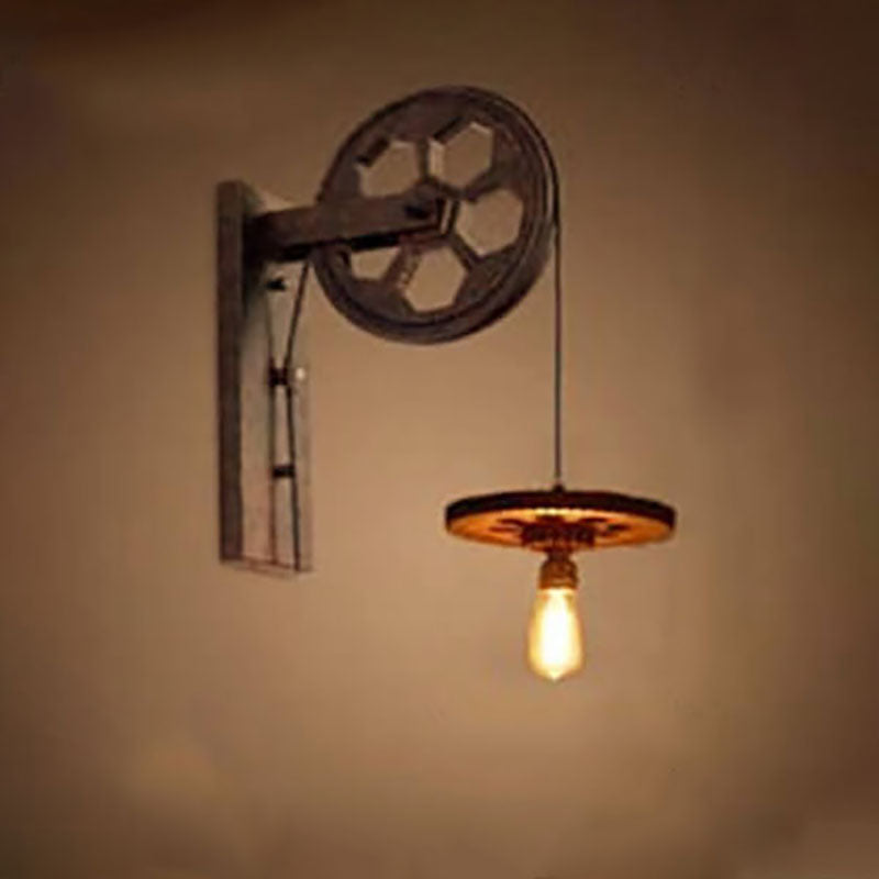 Rustic Iron Industrial 1-Light Wall Sconce Lamp for Vintage Home Decor