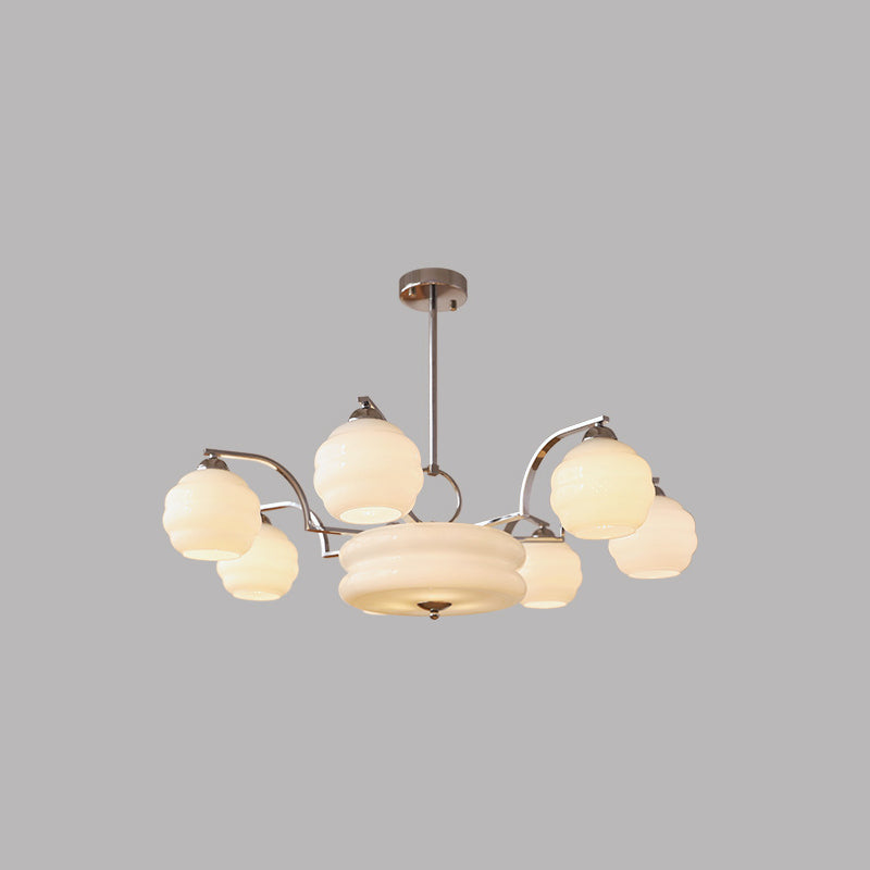Mid-Century Modern Iron and Glass Orb Chandelier for Living Room 4/6/8 Light