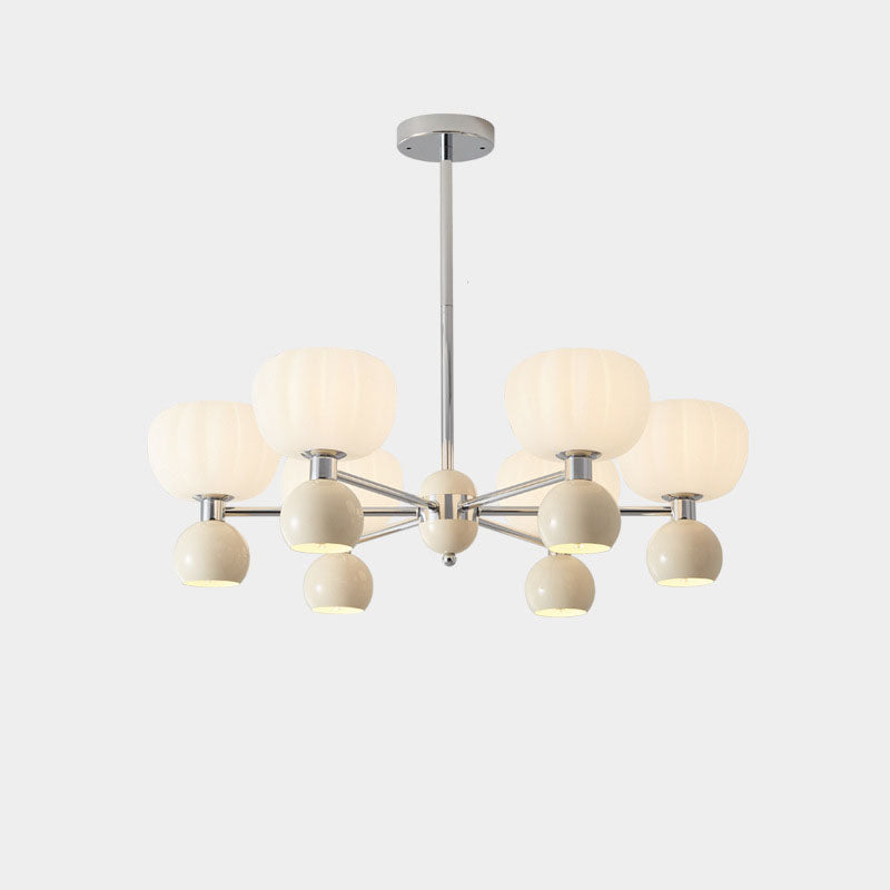 Rustic French Iron Frame Pumpkin Acrylic Chandelier for Living Room