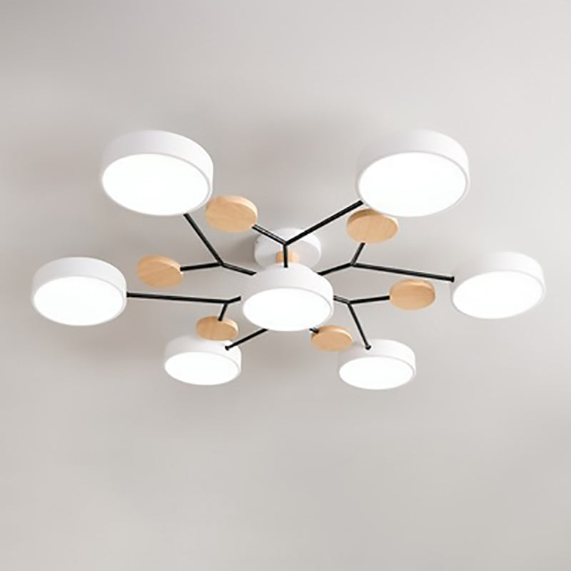 Scandinavian Round LED Semi-Flush Mount Light Fixture for Living Room