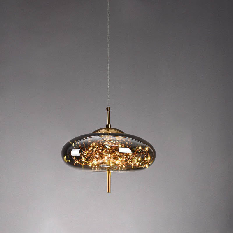 Scandinavian Contemporary Oval Glass Pendant Light for Bedroom Decor