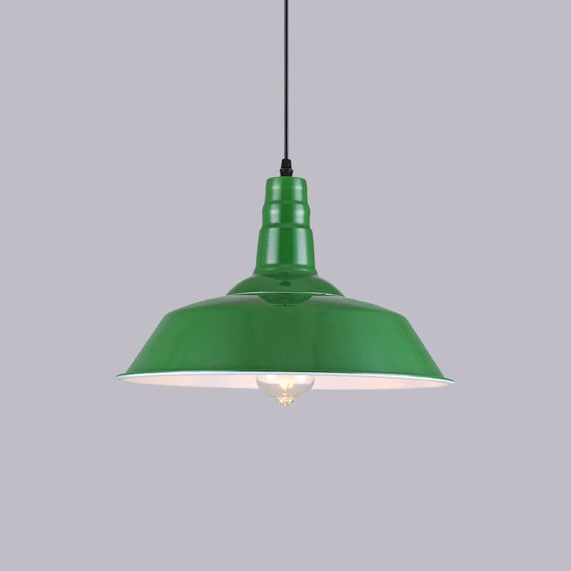 Vintage Green Iron Cone Pendant Light for Industrial-Style Entryway