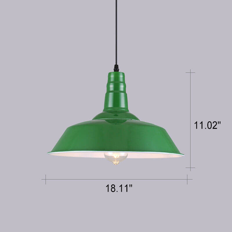 Vintage Green Iron Cone Pendant Light for Industrial-Style Entryway