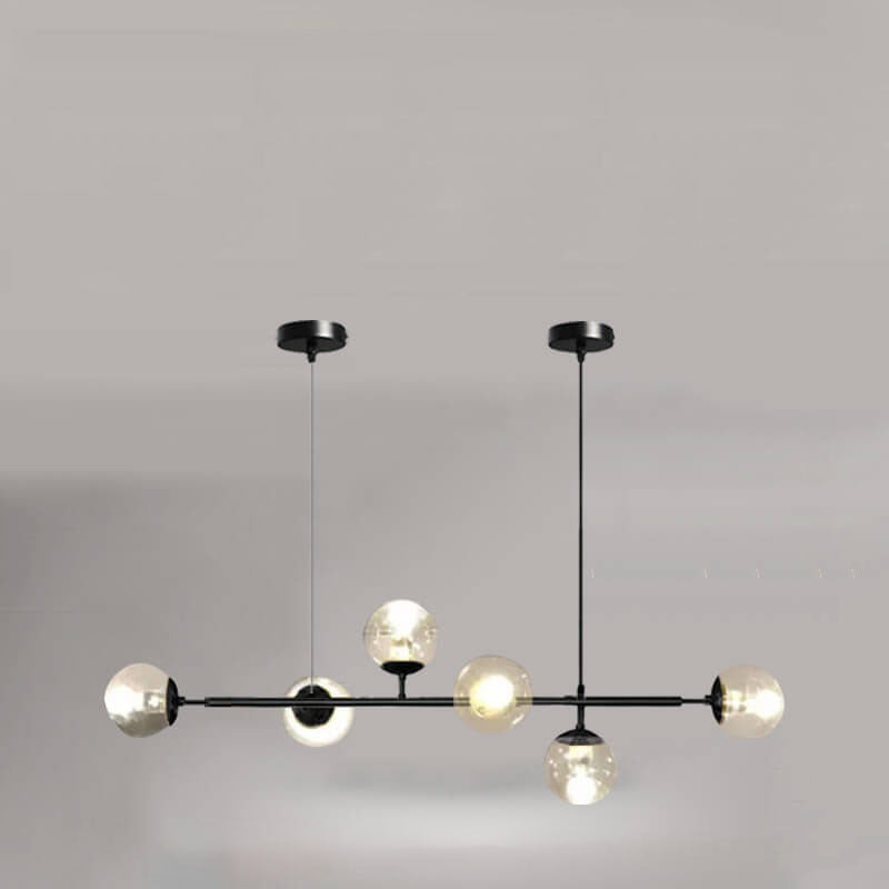 Vibrant Nordic Minimalist 6-Light Glass Orb Chandelier for Kitchen Island