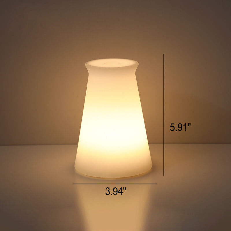 Geometric White Battery-Powered LED Table Lamp for Bedroom Decor