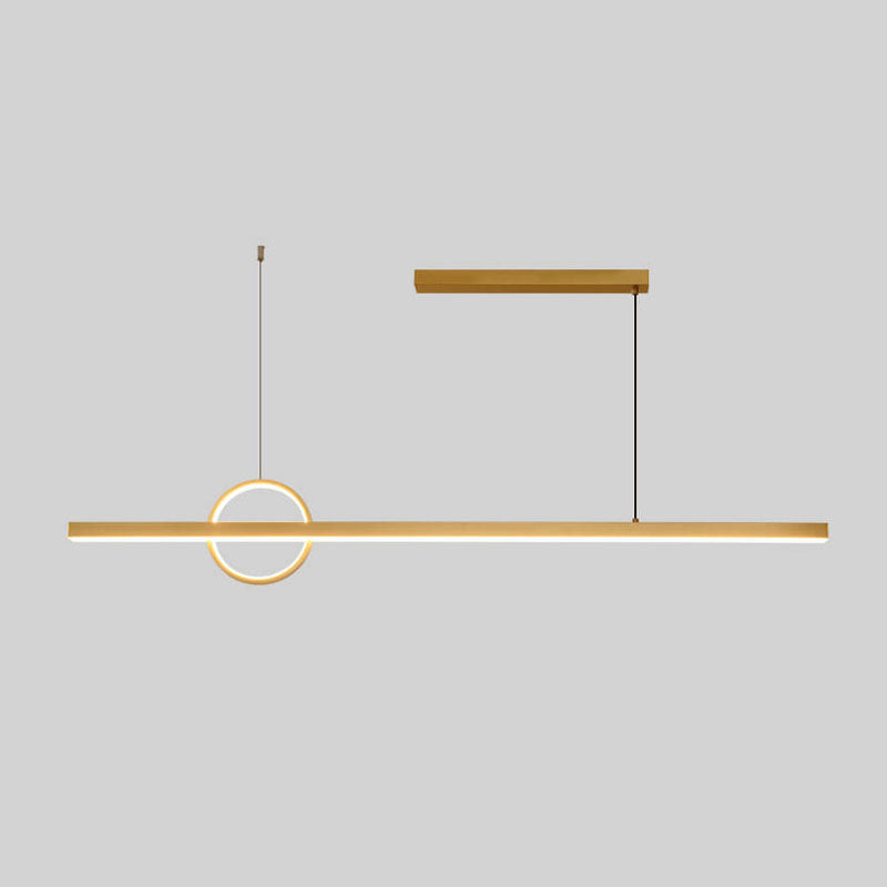 Copper Minimalist LED Chandelier with Circle Design for Modern Living Room