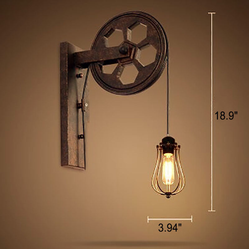 Rustic Iron Industrial 1-Light Wall Sconce Lamp for Vintage Home Decor