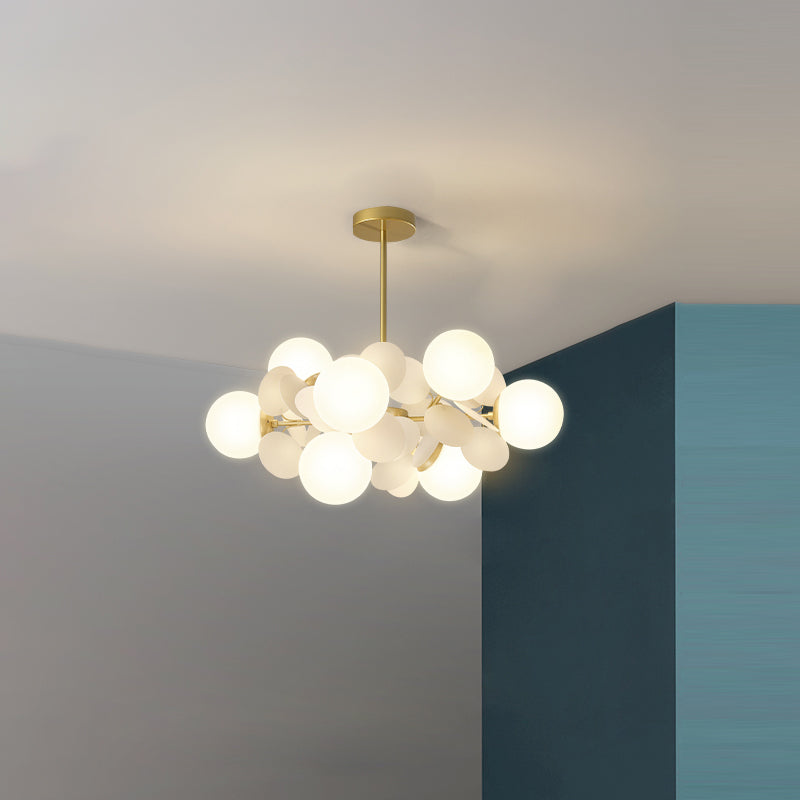 Scandinavian Style Iron Acrylic Glass Round Pendant Chandelier for Dining Room