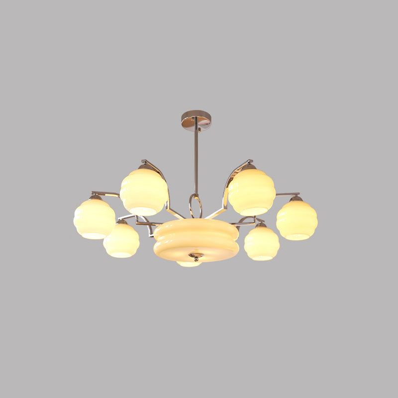 Mid-Century Modern Iron and Glass Orb Chandelier for Living Room 4/6/8 Light