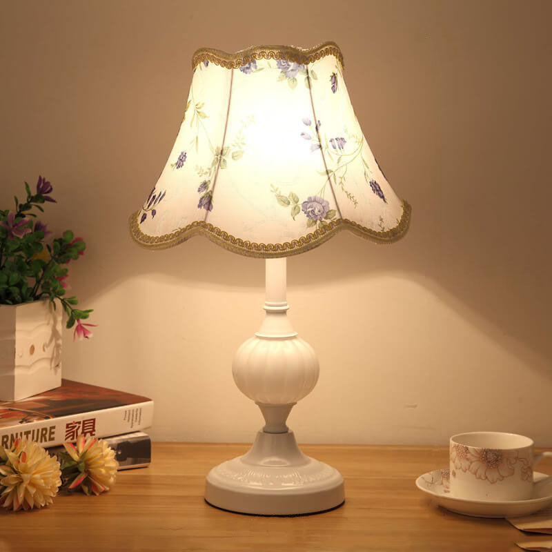 Nordic Vintage Floral Glass Table Lamp for Bedroom or Living Room Decor