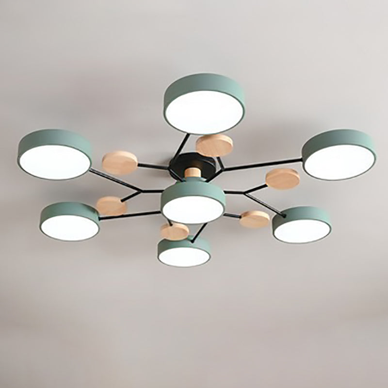 Scandinavian Round LED Semi-Flush Mount Light for Modern Living Room