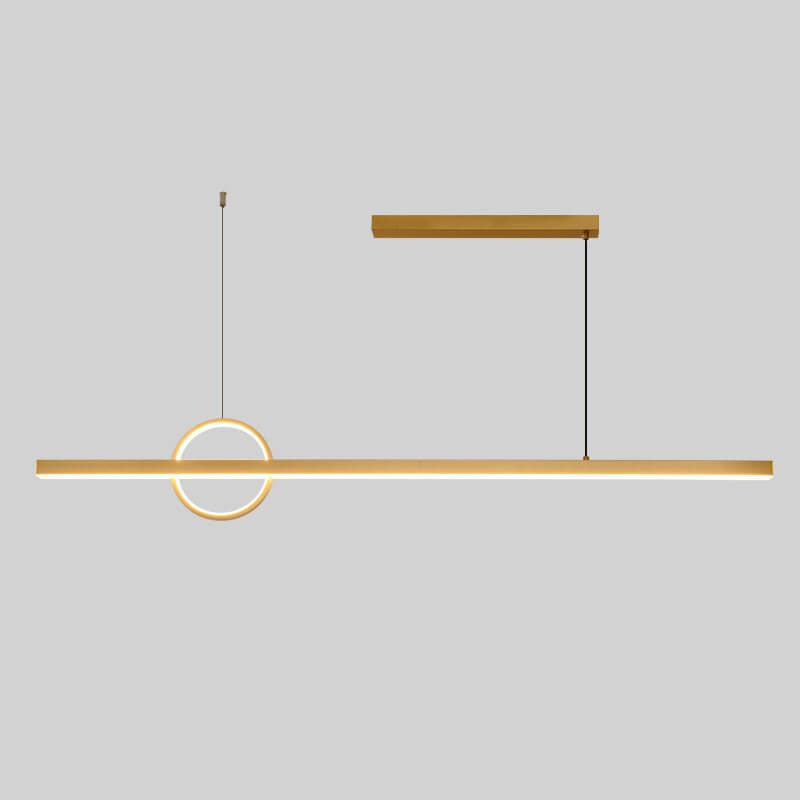 Copper Minimalist LED Chandelier with Circle Design for Modern Living Room