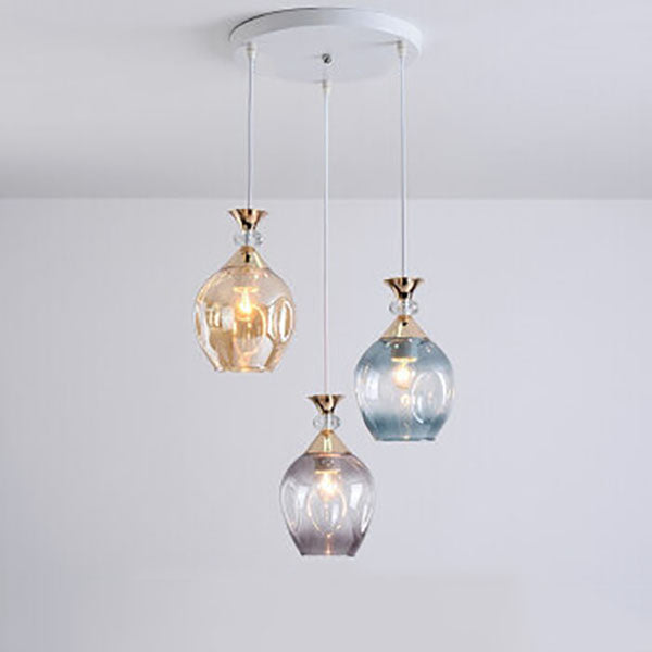 Nordic Gradient Glass Orb 1/3 Light Chandelier for Modern Living Room