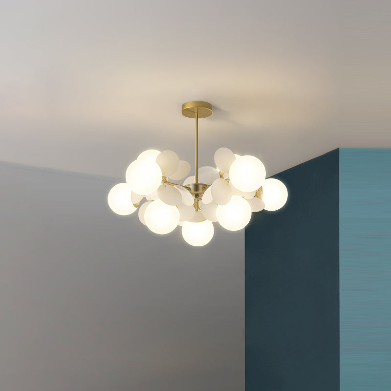 Scandinavian Style Iron Acrylic Glass Round Pendant Chandelier for Dining Room