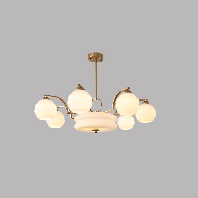 Mid-Century Modern Iron and Glass Orb Chandelier for Living Room 4/6/8 Light