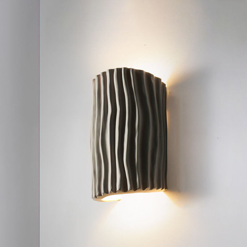 Nordic Design Resin Striped Half Cylinder 2-Light Wall Sconce for Living Room