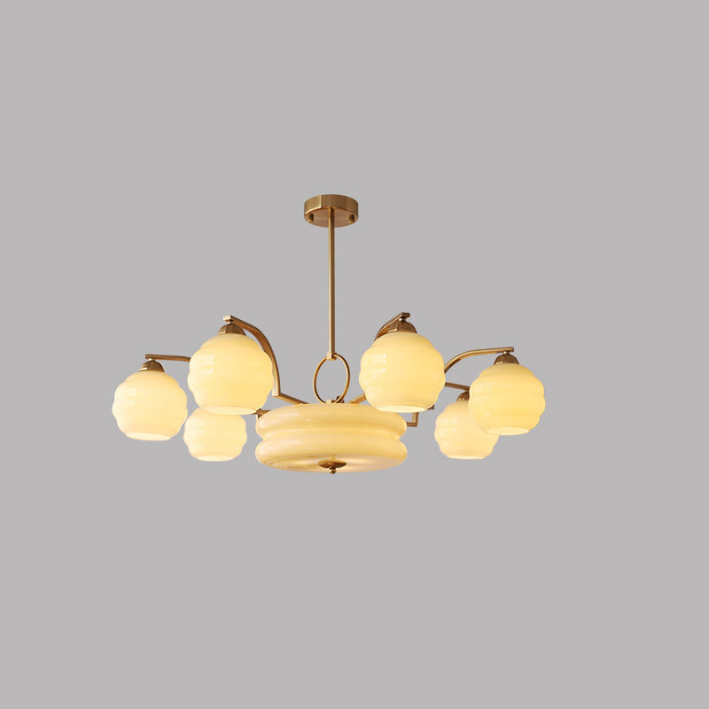 Mid-Century Modern Iron and Glass Orb Chandelier for Living Room 4/6/8 Light