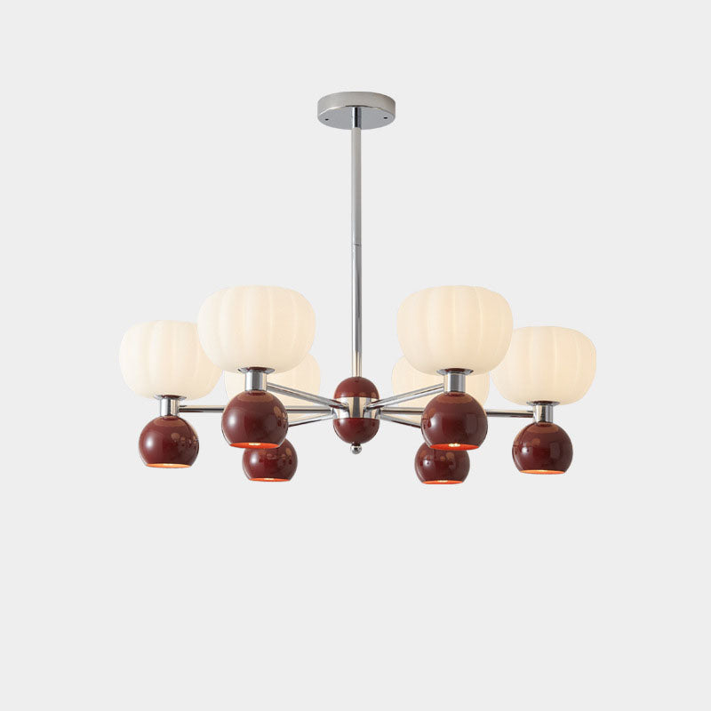 Rustic French Iron Frame Pumpkin Acrylic Chandelier for Living Room