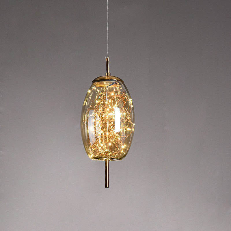 Scandinavian Contemporary Oval Glass Pendant Light for Bedroom Decor