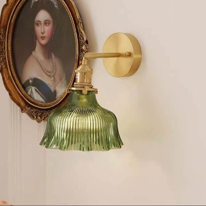Nordic Copper Flower Glass Wall Sconce Lamp for Modern Home Decor