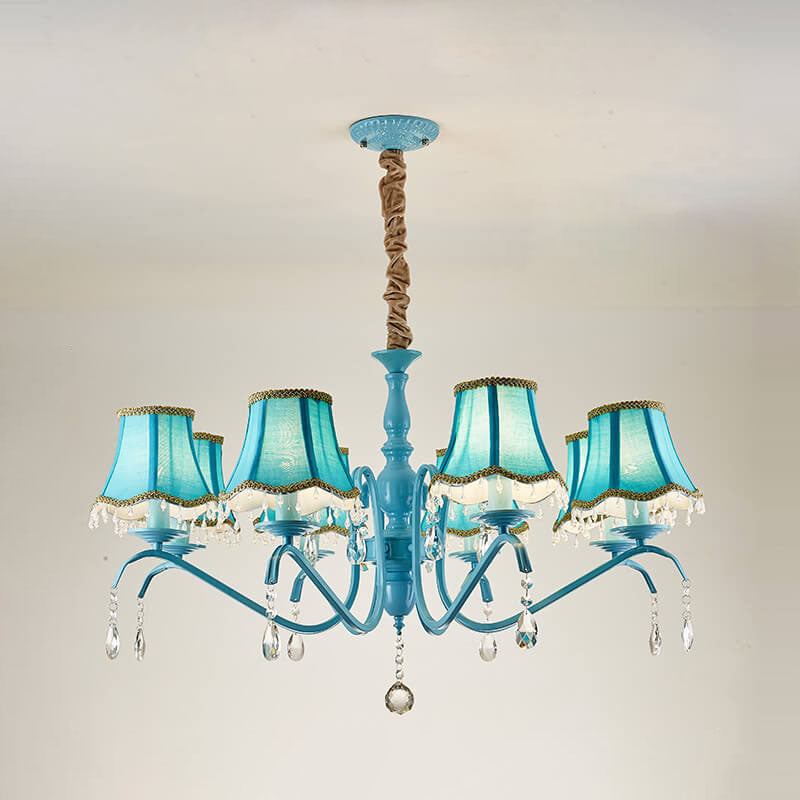 Elegant Modern Iron and Crystal Chandelier for Dining or Living Room