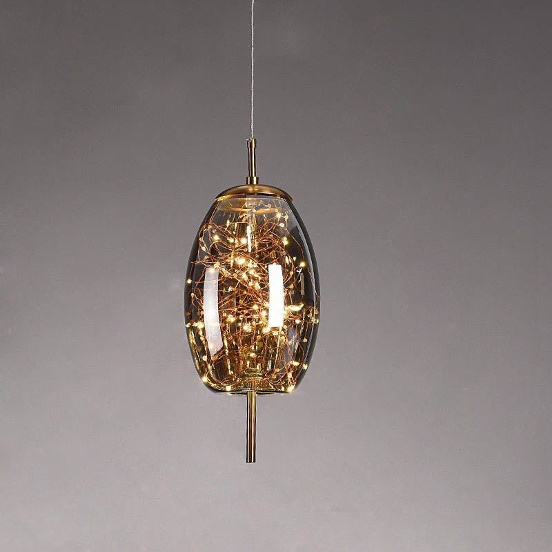 Scandinavian Contemporary Oval Glass Pendant Light for Bedroom Decor