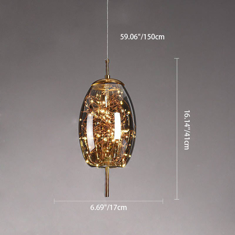 Scandinavian Contemporary Oval Glass Pendant Light for Bedroom Decor