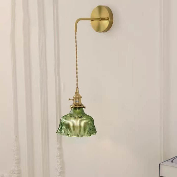 Nordic Copper Flower Glass Wall Sconce Lamp for Modern Home Decor