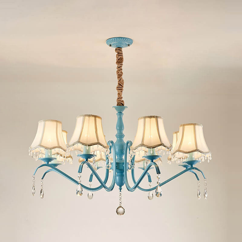 Elegant Modern Iron and Crystal Chandelier for Dining or Living Room