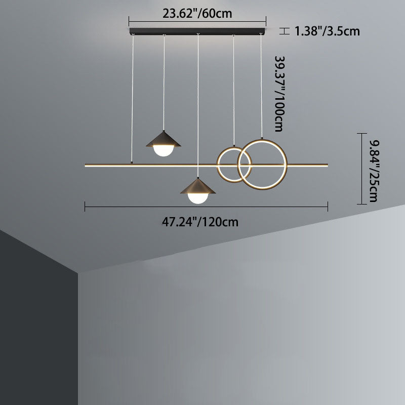 Contemporary Black Iron & Acrylic LED Chandelier for Dining Room Island