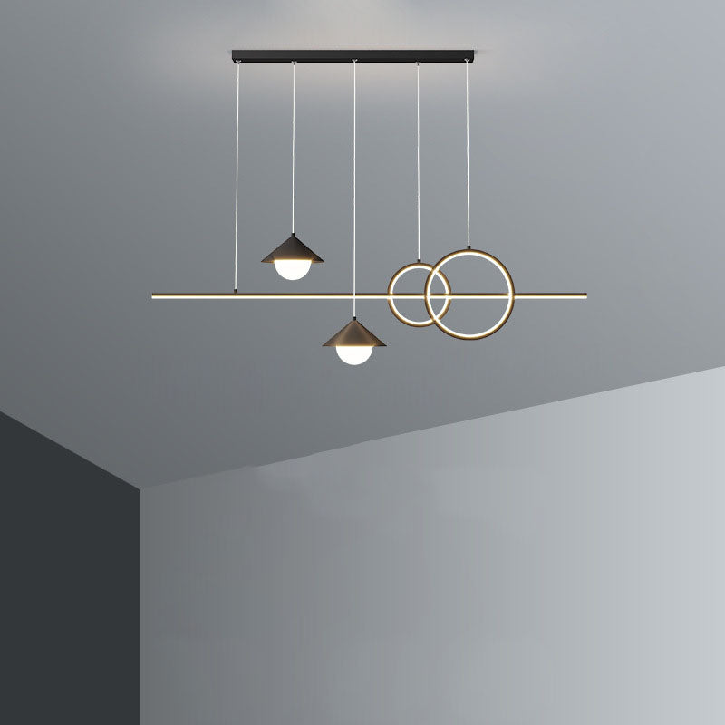 Contemporary Black Iron & Acrylic LED Chandelier for Dining Room Island