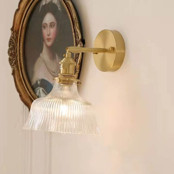 Nordic Copper Flower Glass Wall Sconce Lamp for Modern Home Decor