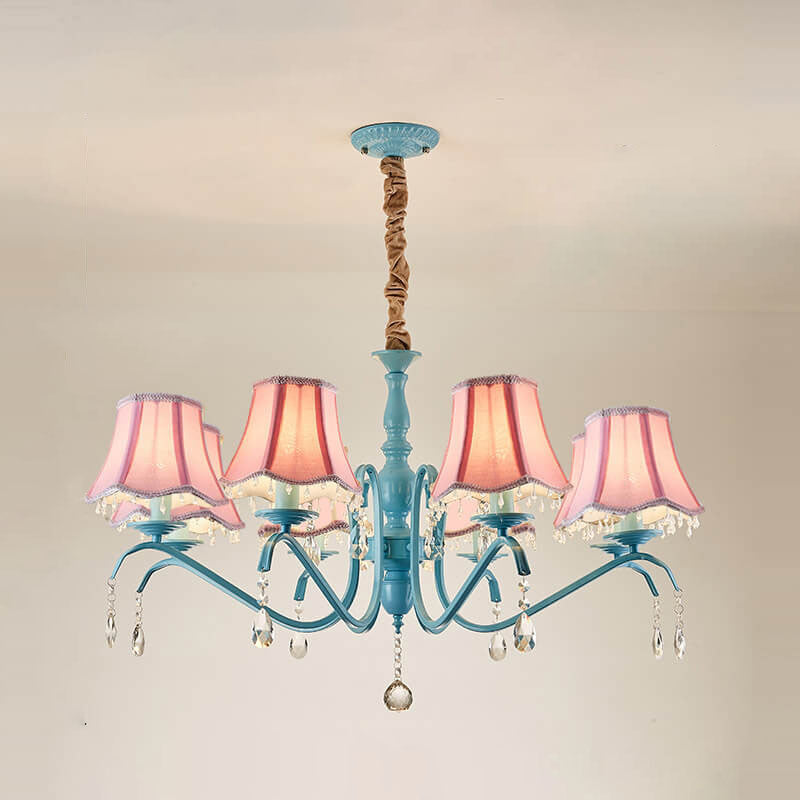 Elegant Modern Iron and Crystal Chandelier for Dining or Living Room