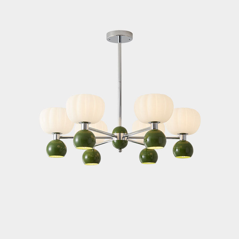 Rustic French Iron Frame Pumpkin Acrylic Chandelier for Living Room