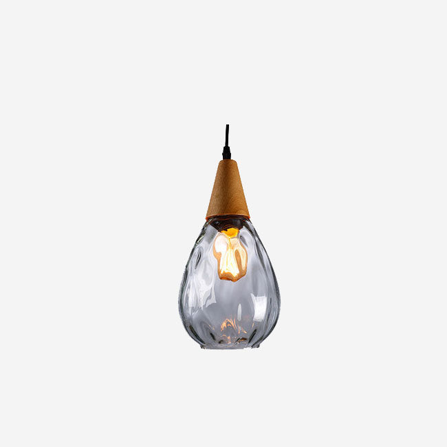 Modern Minimalist Round Wood & Glass Pendant Light for Bedroom Decor
