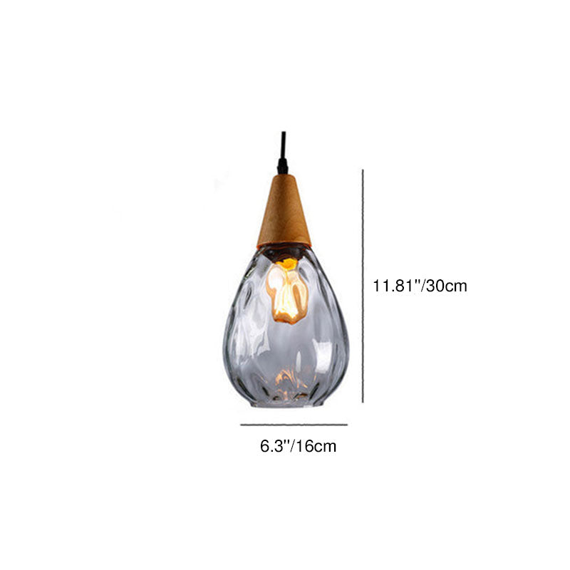 Modern Minimalist Round Wood & Glass Pendant Light for Bedroom Decor